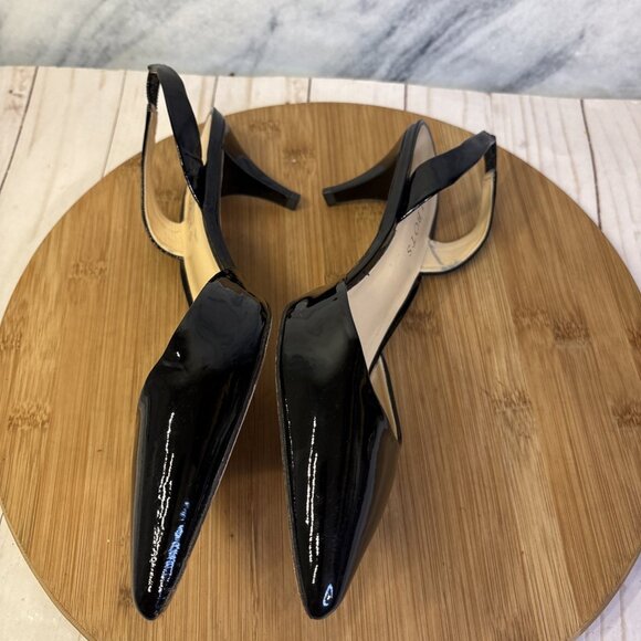 Talbots Sling Back Black Patent Leather Kitten Heels - Picture 10 of 13